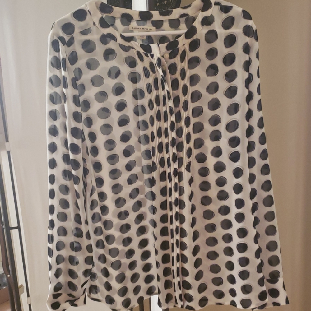 Long sleeved polka dots sheer blouse gently used